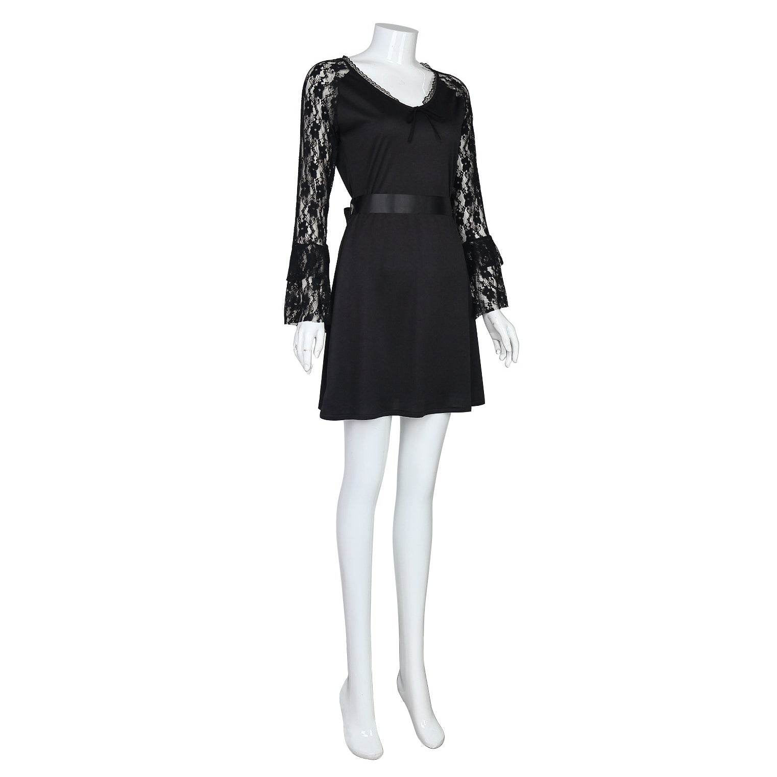 Lisa Frankenstein Misty Cosplay Costume Women Black Lace Long-sleeved Dress Party Carnival - Ecosfun