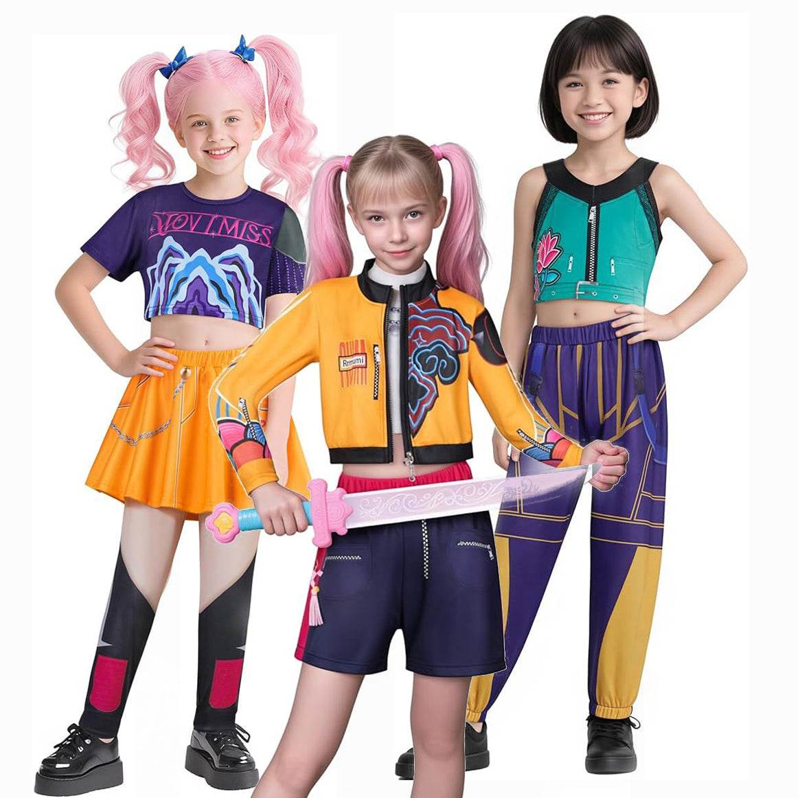 Movie KPop Demon Hunters Rumi Mira Zoey Cosplay Costume Dress Kids Girl Halloween - Ecosfun
