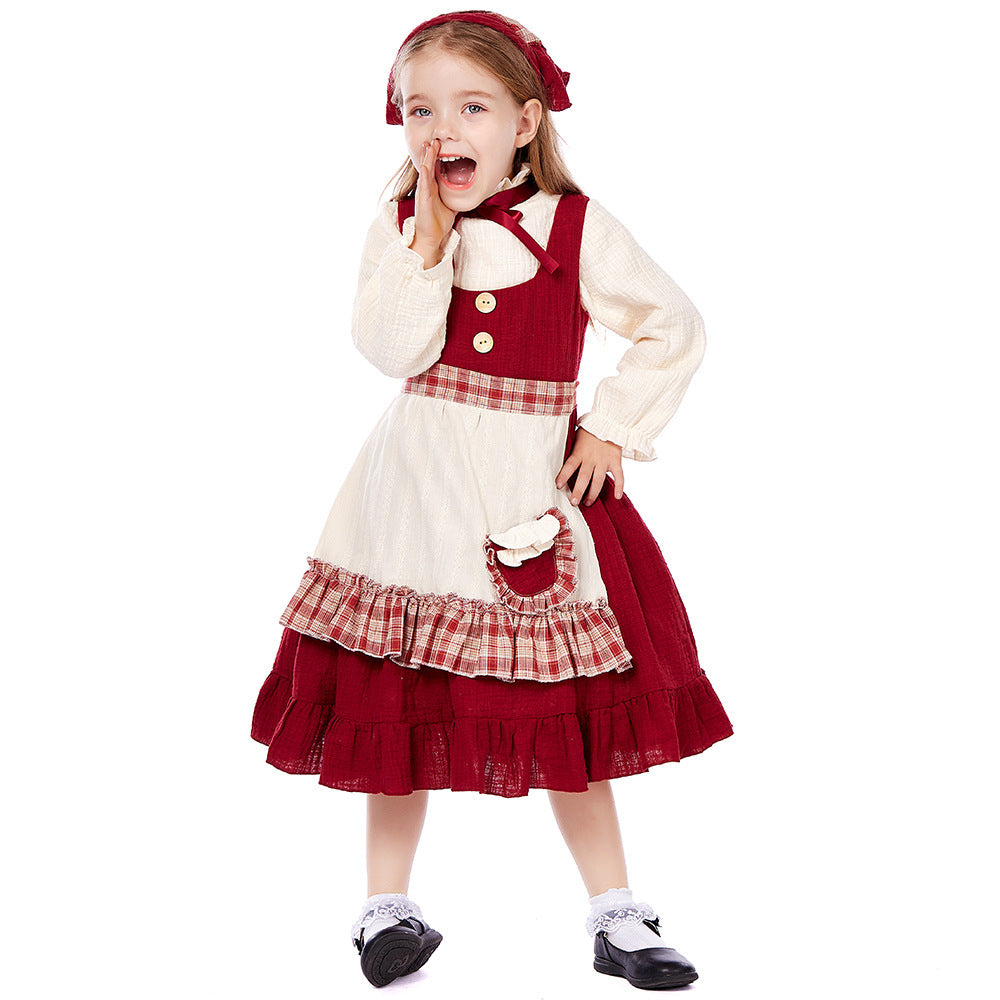 Kids The Little Match Girl Maid Oktoberfest Costume Dress Halloween