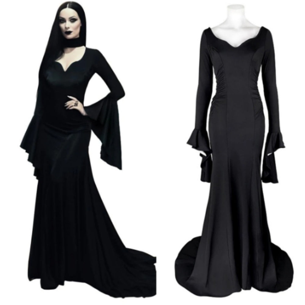 Morticia Addams Costume Wedensday Party dress Halloween