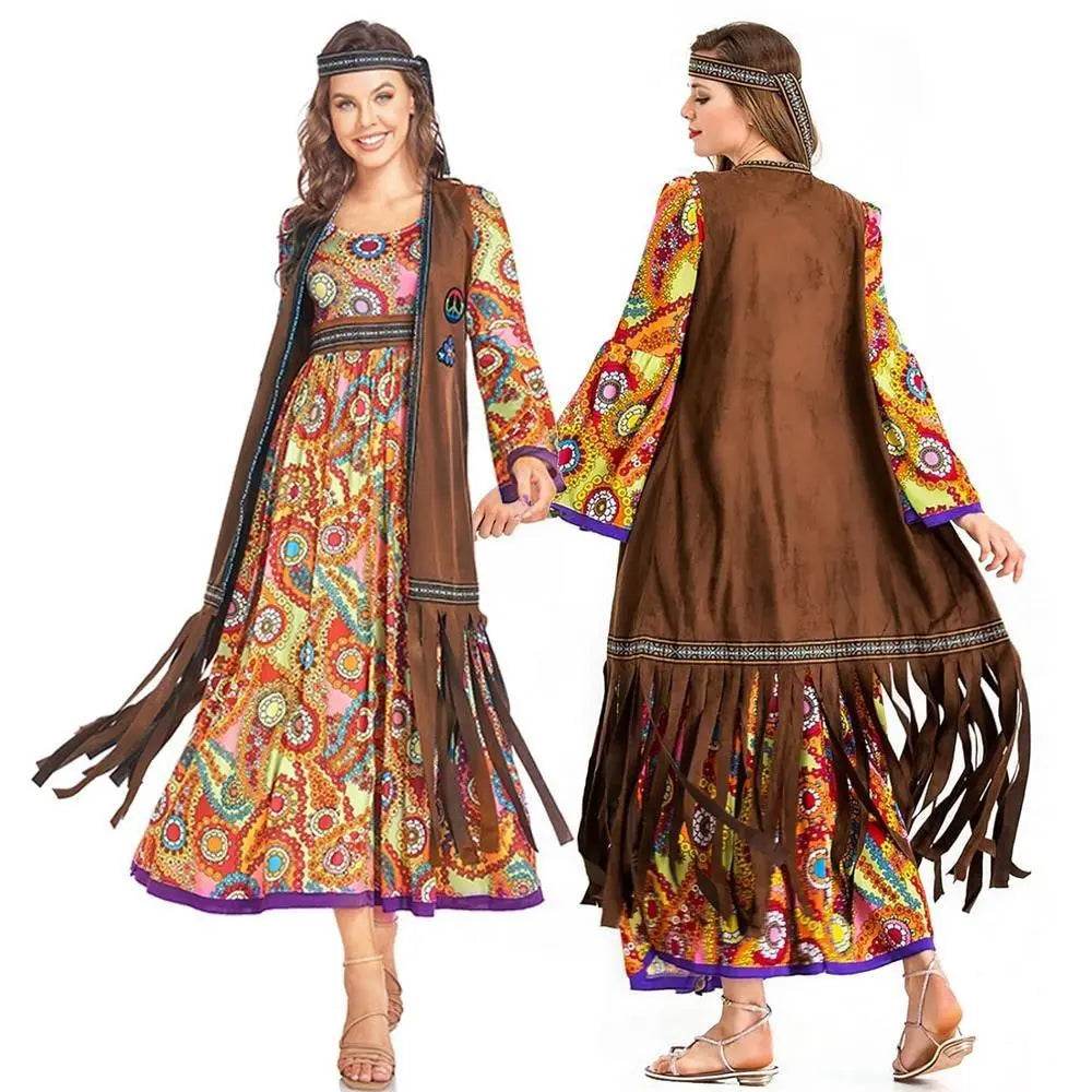 60-70s Retro Disco Hippie Halloween Costume Carnival Ballroom Performance Costume - Ecosfun
