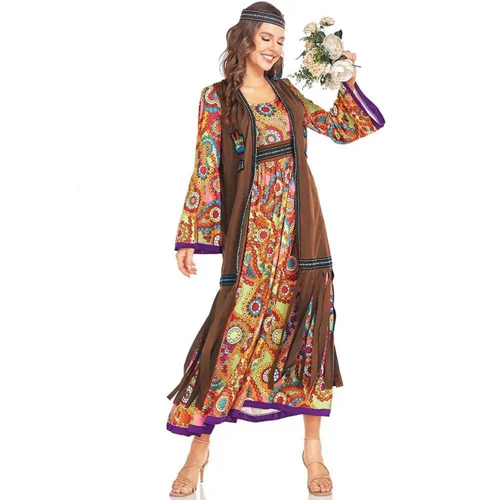 60-70s Retro Disco Hippie Halloween Costume Carnival Ballroom Performance Costume - Ecosfun