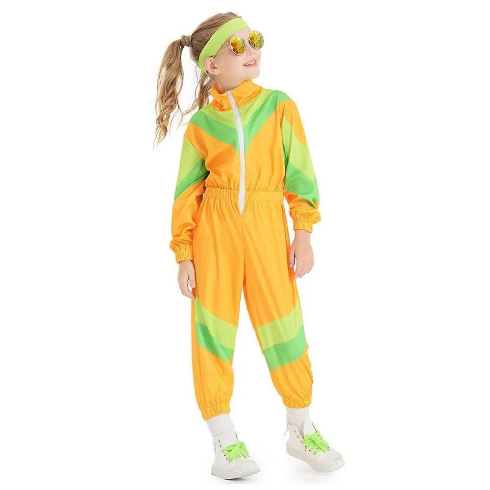 80s Retro Disco Costumes Fancy Dress Cosplay Halloween Jumpsuit For Kids - Ecosfun
