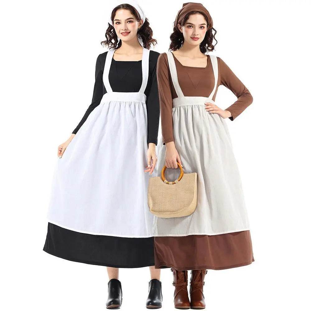 Adult Female French Manor Maid Costume Retro Halloween Dress - Ecosfun
