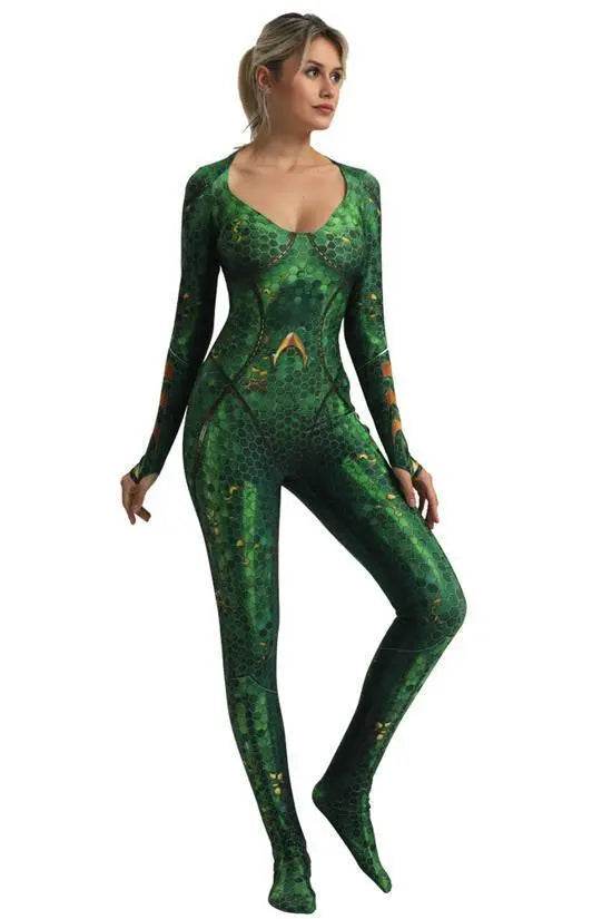Aquaman Wife Mera Cosplay Costume Zentai Bodysuit for Halloween Party - Ecosfun