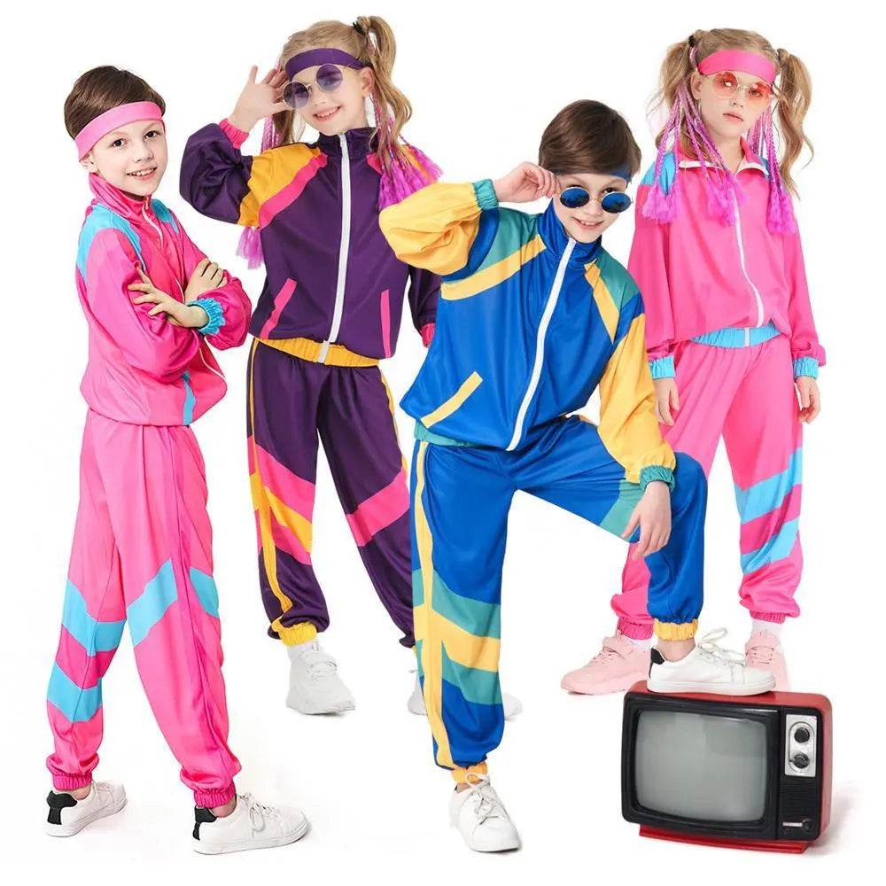 Disco 80S Costume Outfits Dance Set Hip Hop Modern Jazz Team Performance Kids - Ecosfun