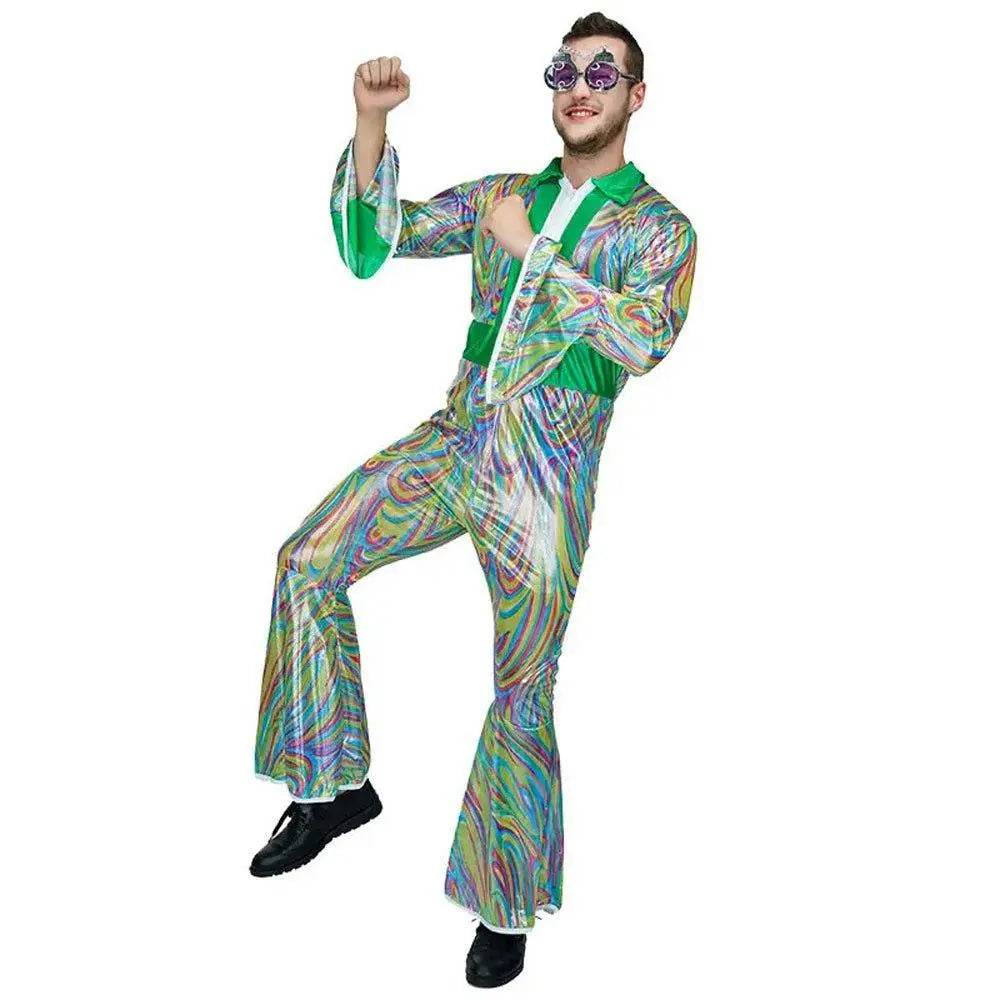 Disco Men Adult 70s Flare Sleeve Funny Halloween Costume Fancy Dress - Ecosfun