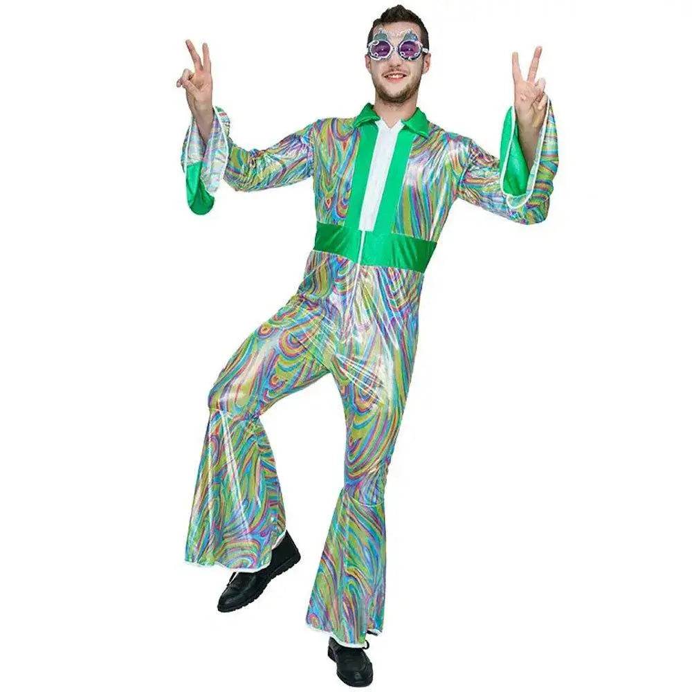 Disco Men Adult 70s Flare Sleeve Funny Halloween Costume Fancy Dress - Ecosfun