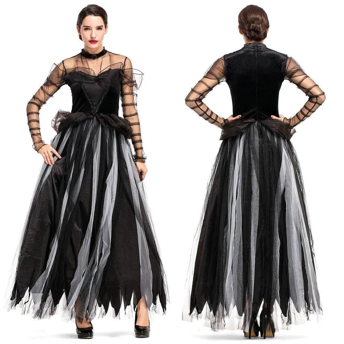 Fairy Tale Black Swan Cos Witch Cos Costume for Halloween Party Prom - Ecosfun