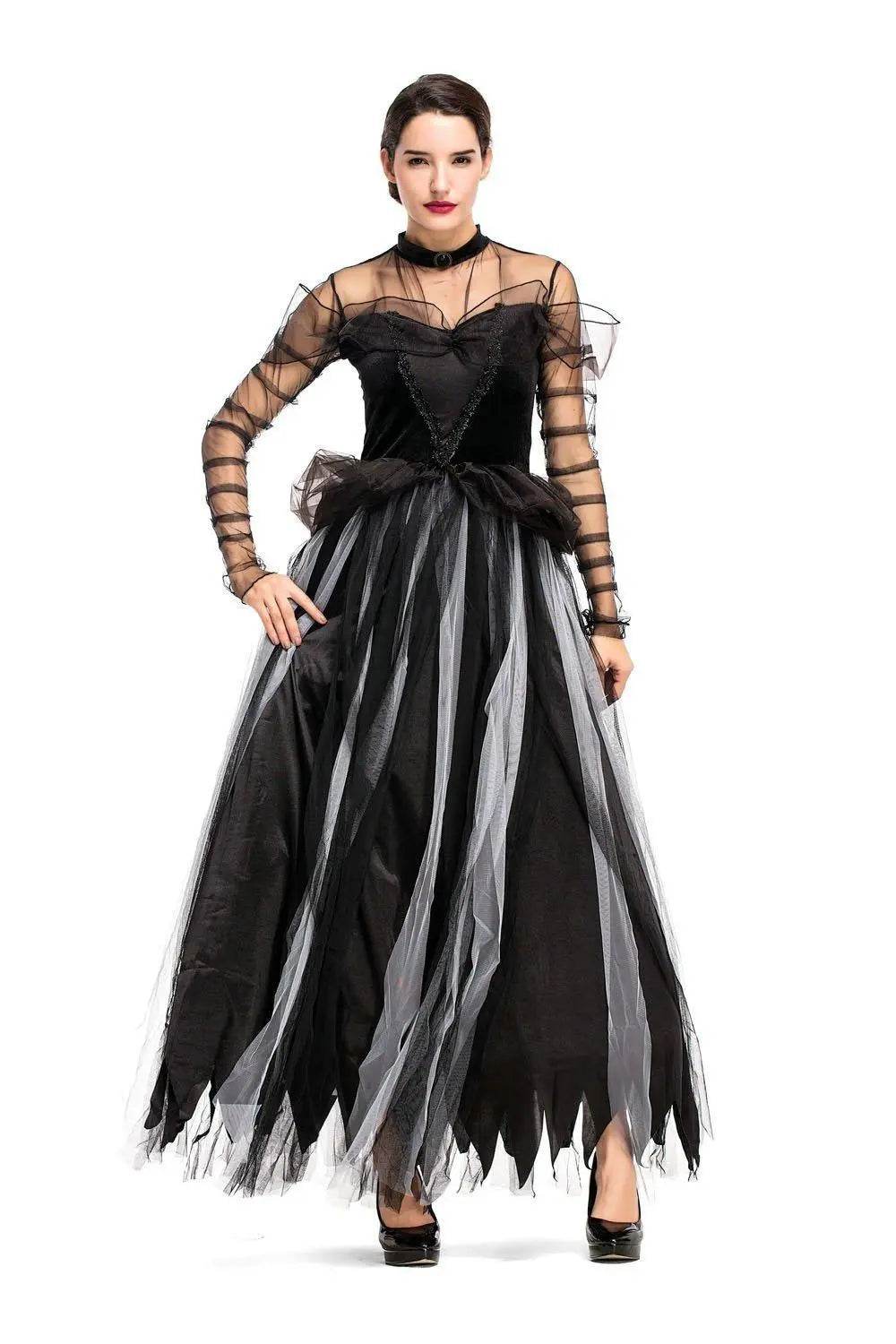 Fairy Tale Black Swan Cos Witch Cos Costume for Halloween Party Prom - Ecosfun