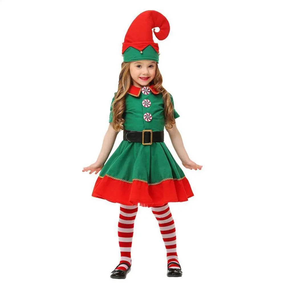 Family Matching Costume Christmas Suit Green Elf Santa Claus Outfits - Ecosfun