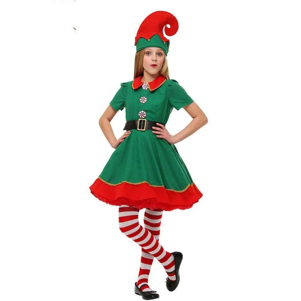 Family Matching Costume Christmas Suit Green Elf Santa Claus Outfits - Ecosfun