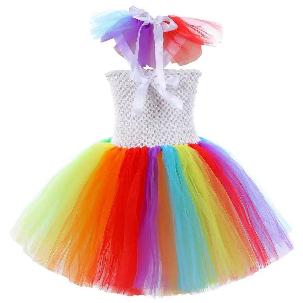 Girls' Clown Flower Princess Sleeve Tutu Dress Embroidery Party Bridesmaid Dresses - Ecosfun