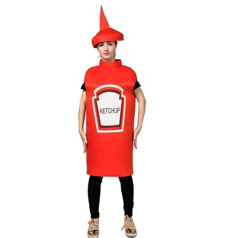 Halloween Adult Couples Mustard Ketchup jumpsuit Costume Cosplay Party - Ecosfun