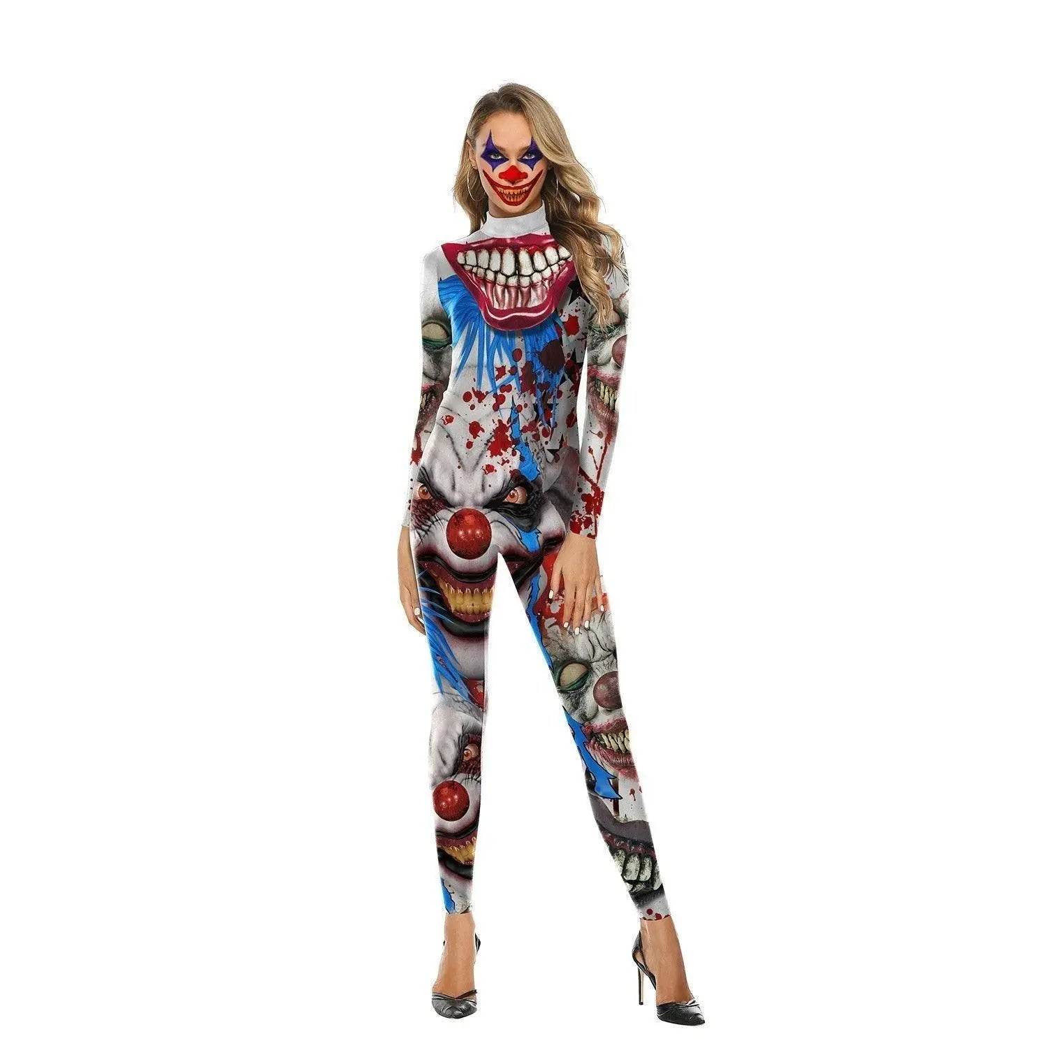 Halloween Adult Street Show Clown Cosplay Costume Polyester Bodysuit - Ecosfun