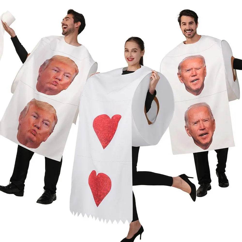 Halloween Couples Parody Toilet Paper Coat Heart Print Costume - Ecosfun