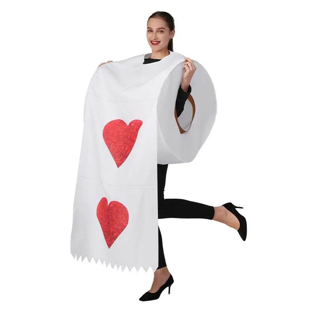 Halloween Couples Parody Toilet Paper Coat Heart Print Costume - Ecosfun