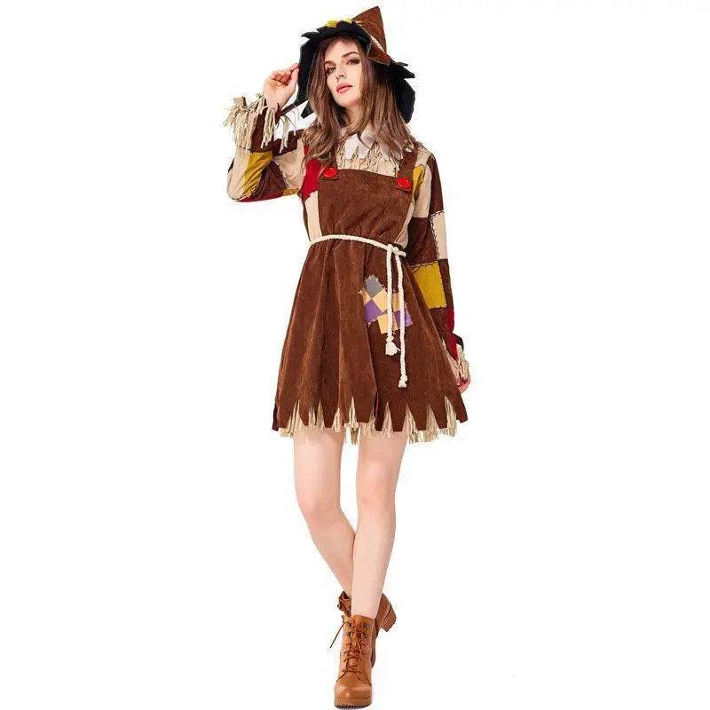 Halloween The Wizard of OZ Scarecrow Dress Cosplay Costume for Women - Ecosfun