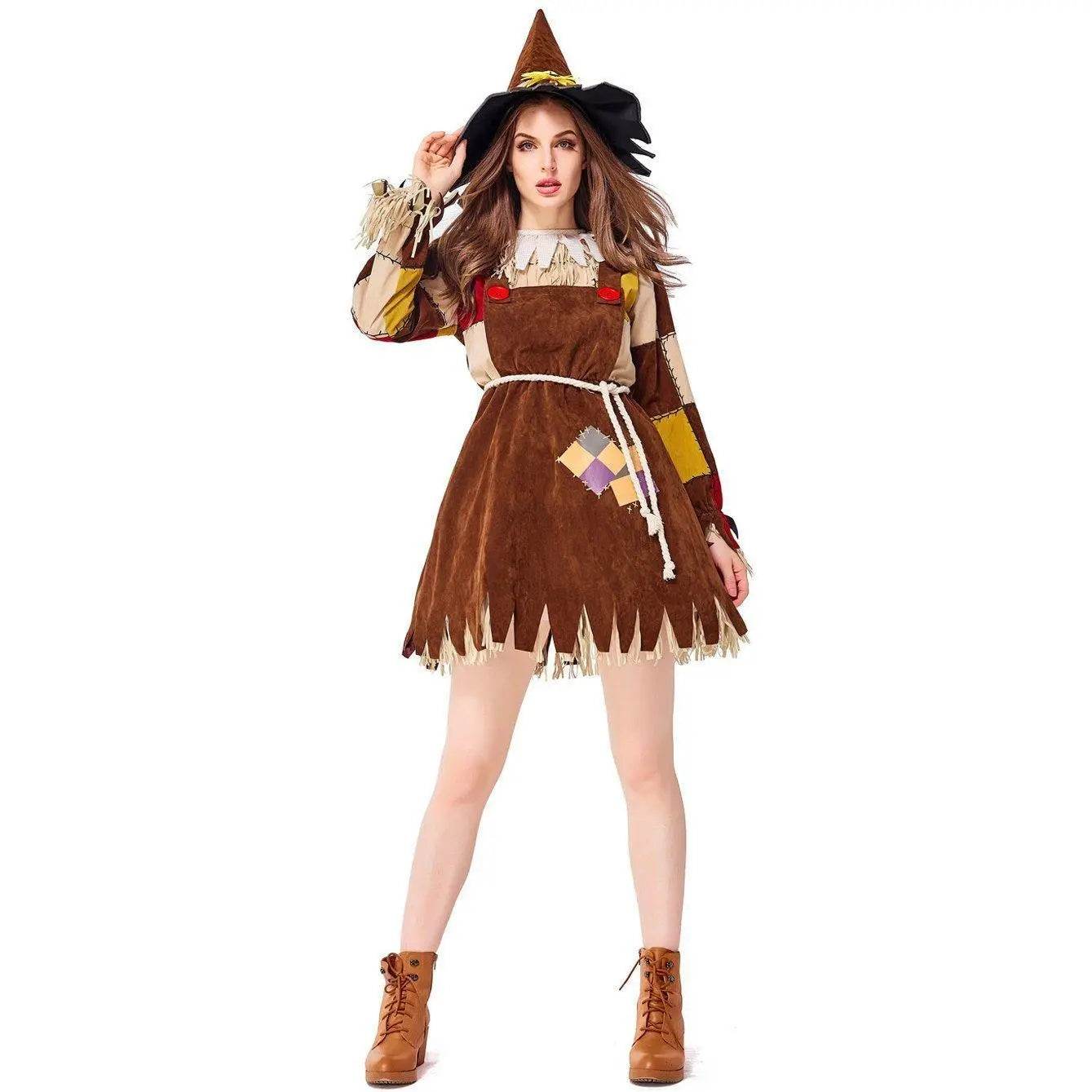 Halloween The Wizard of OZ Scarecrow Dress Cosplay Costume for Women - Ecosfun