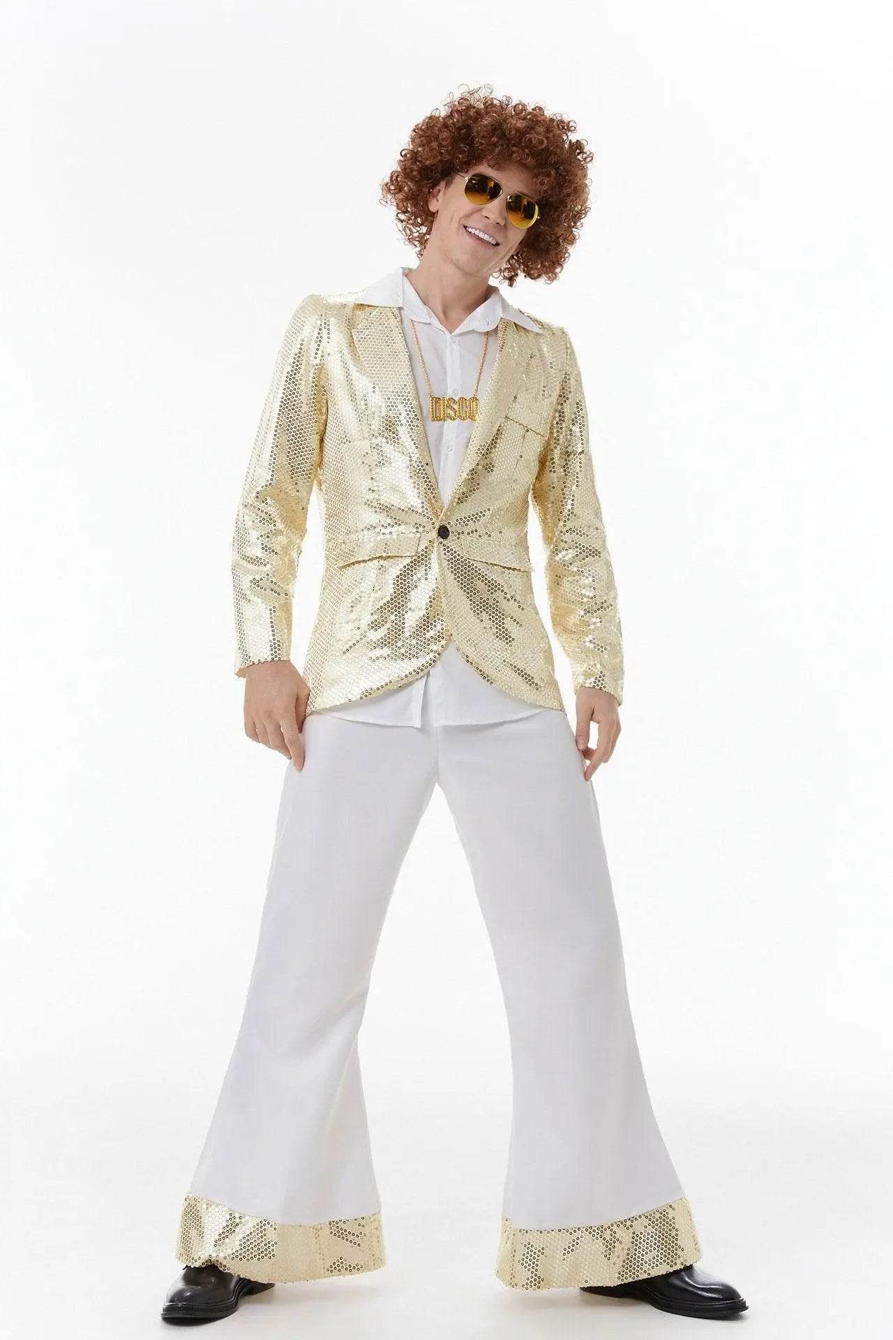 Halloween cosplay Adult retro 70s disco Hippie Fancy Dress Costume - Ecosfun