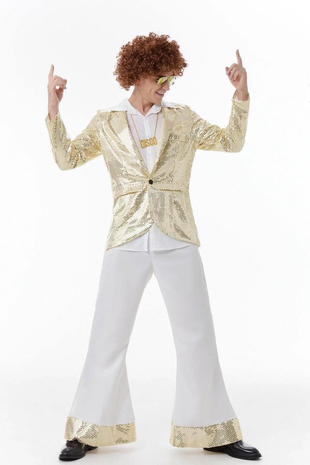 Halloween cosplay Adult retro 70s disco Hippie Fancy Dress Costume - Ecosfun