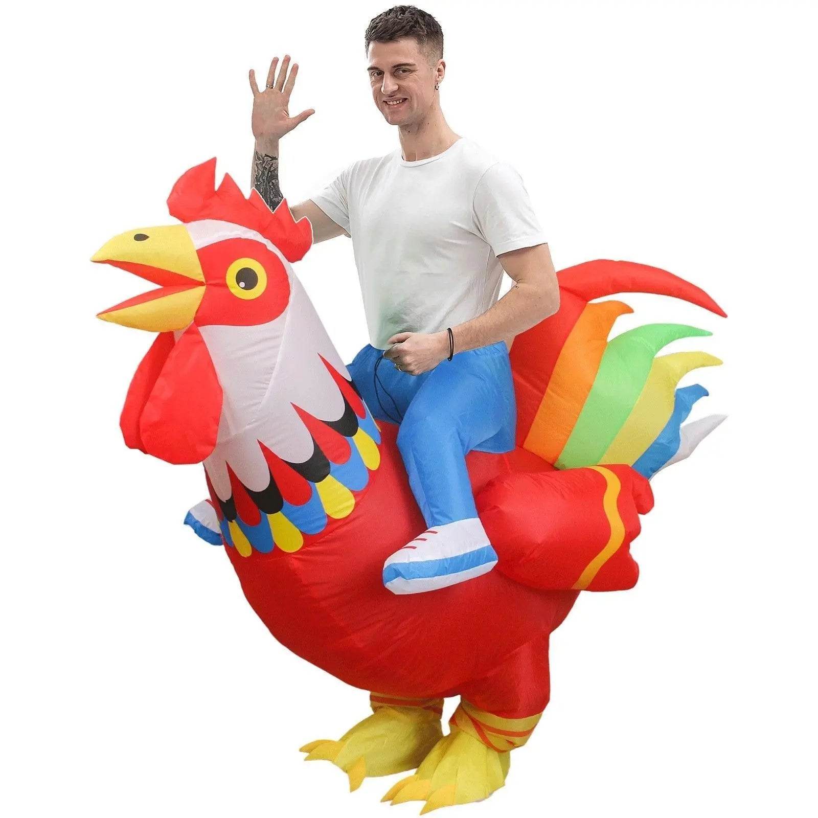 Hilarious Inflatable Red and White Rooster Costume Adult Halloween Party Mascot Outfit - Ecosfun