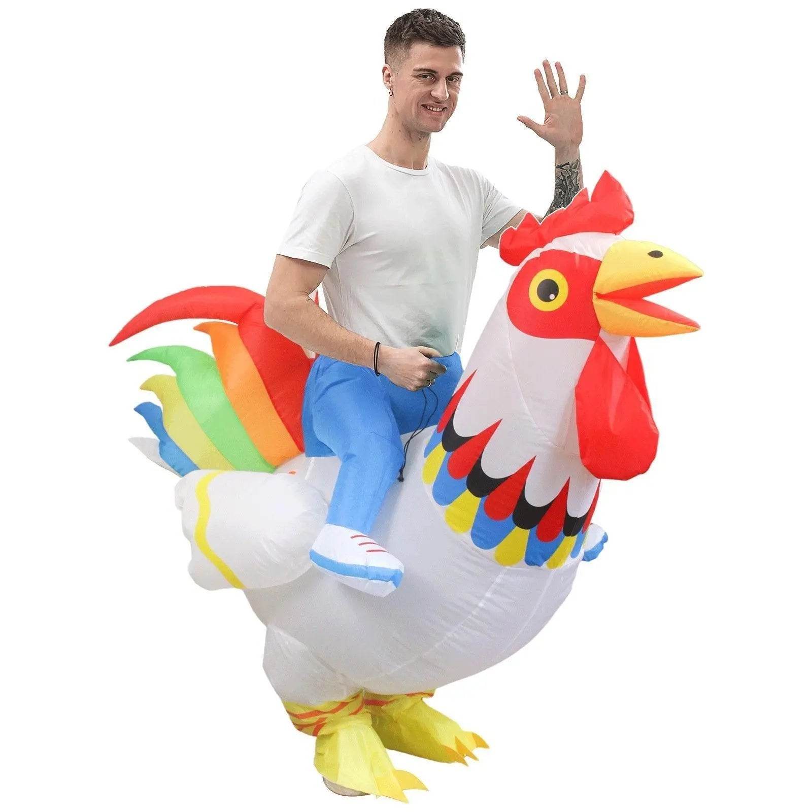 Hilarious Inflatable Red and White Rooster Costume Adult Halloween Party Mascot Outfit - Ecosfun