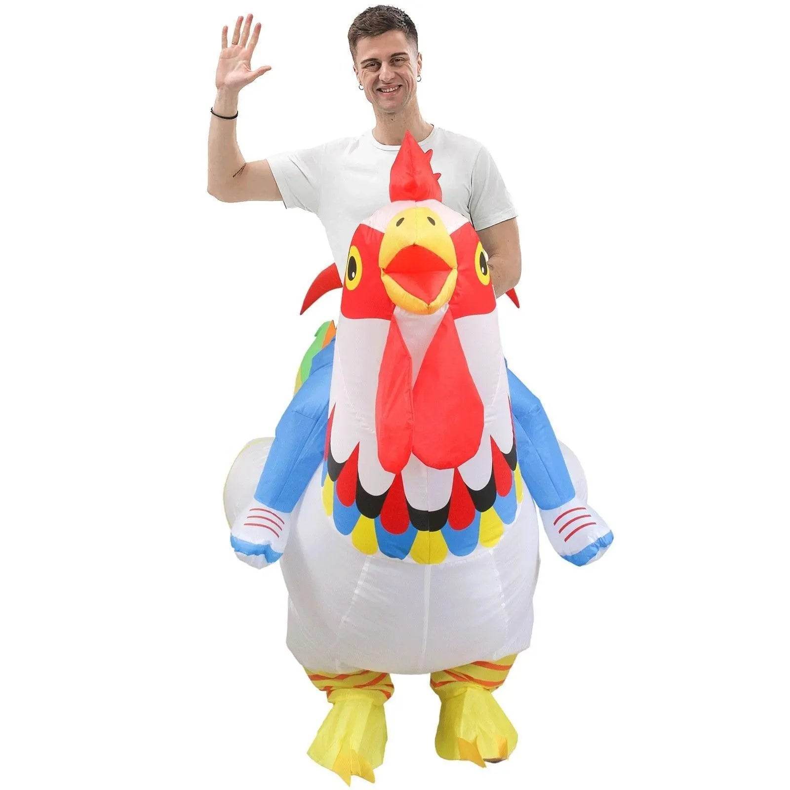 Hilarious Inflatable Red and White Rooster Costume Adult Halloween Party Mascot Outfit - Ecosfun