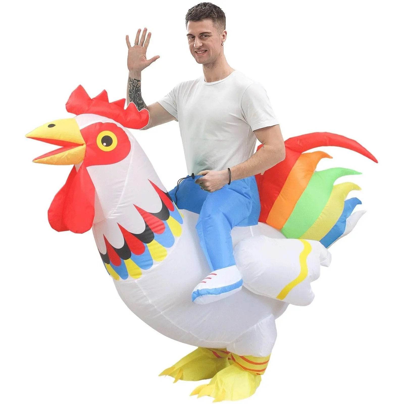Hilarious Inflatable Red and White Rooster Costume Adult Halloween Party Mascot Outfit - Ecosfun