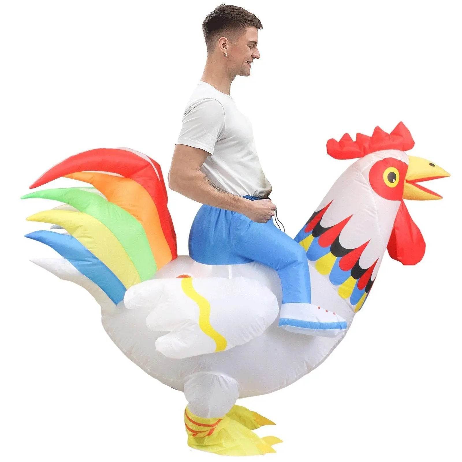 Hilarious Inflatable Red and White Rooster Costume Adult Halloween Party Mascot Outfit - Ecosfun