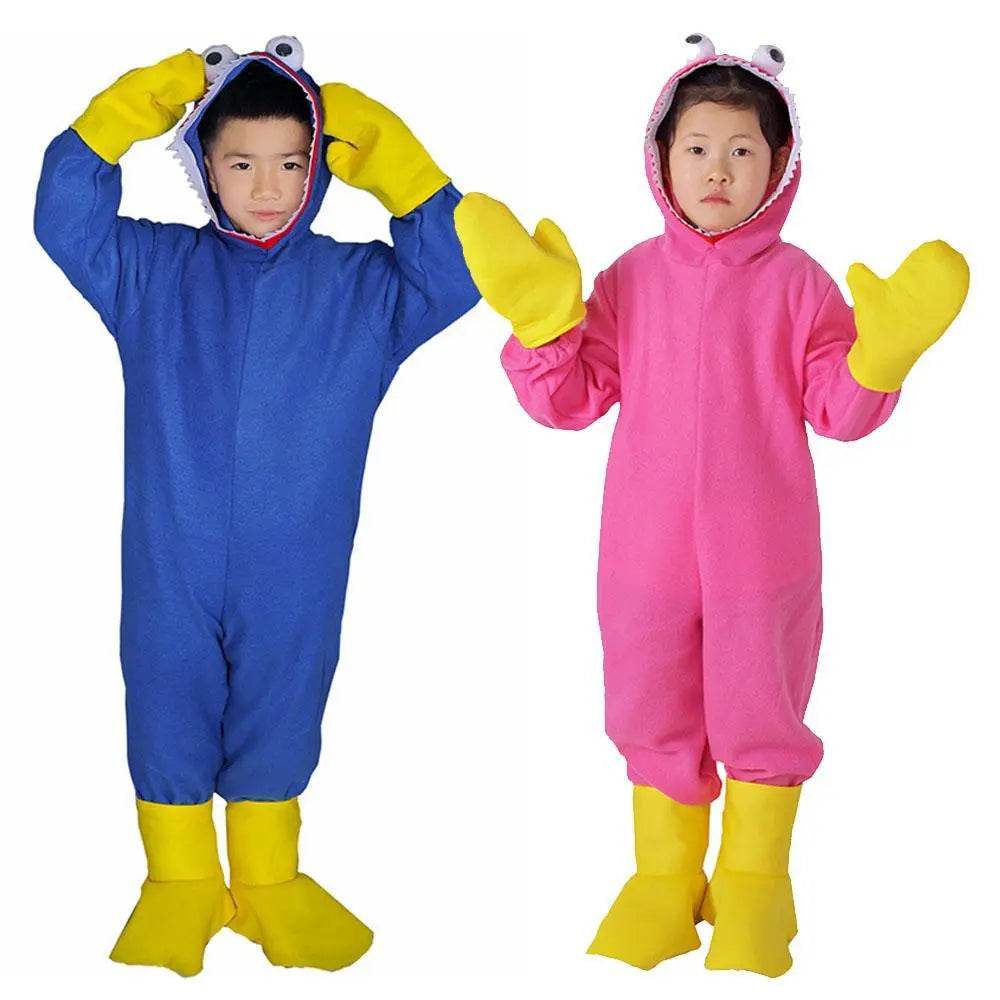 Huggy-Wuggy Cosplay Costume Poppy-Playtime Jumpsuit Onesie Halloween Outfit for Kids Boys Girls - Ecosfun