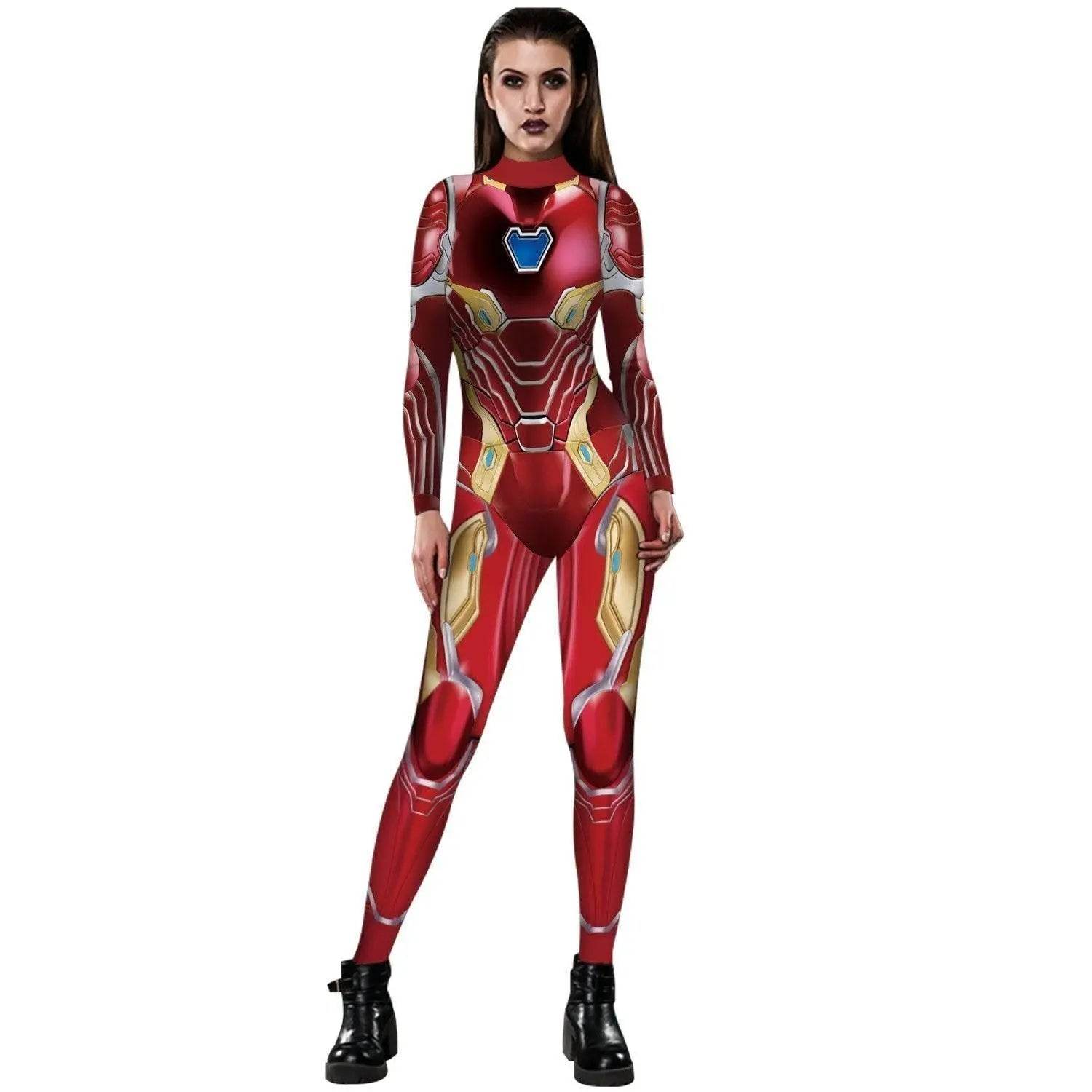 Iron Man Outfits Halloween Cosplay Costume Bodycon Women Jumpsuit - Ecosfun