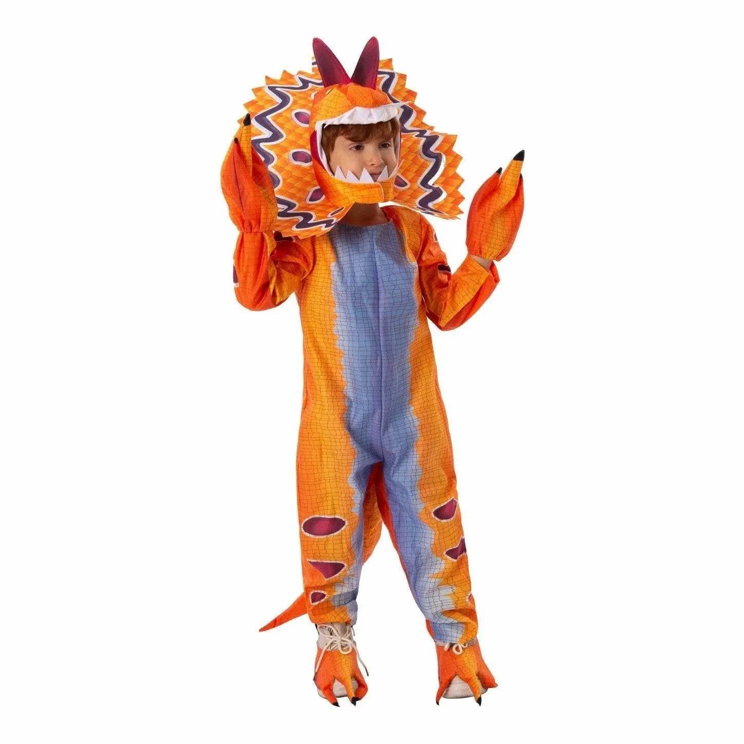 Kids Dilophosaurus Orange Animal Halloween Cosplay Party Costumes - Ecosfun