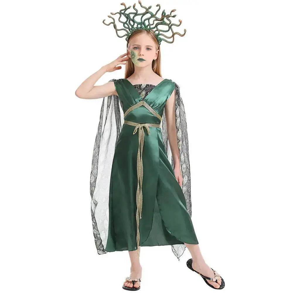 Kids Greek mythology blue Medusa Gorgon cosplay Halloween costume - Ecosfun