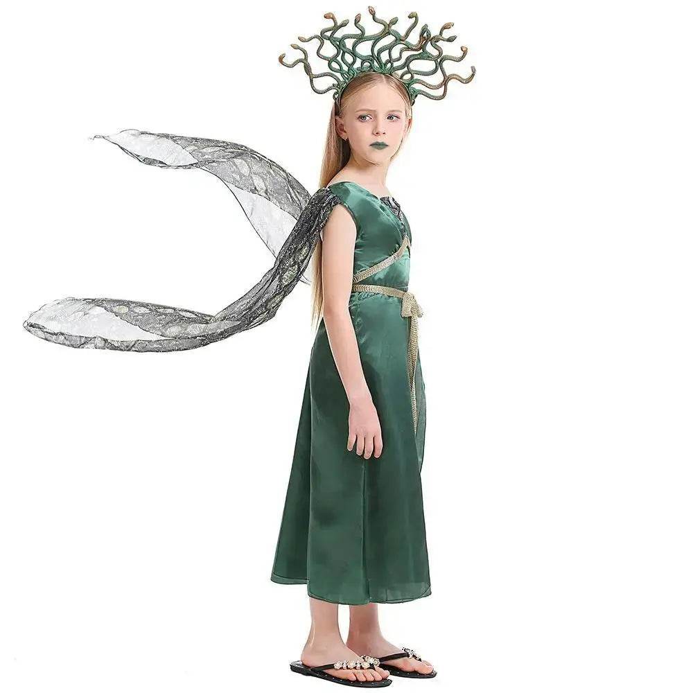 Kids Greek mythology blue Medusa Gorgon cosplay Halloween costume - Ecosfun