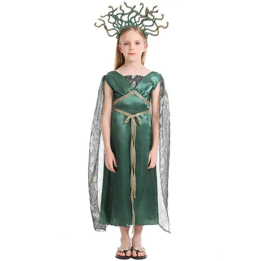 Kids Greek mythology blue Medusa Gorgon cosplay Halloween costume - Ecosfun