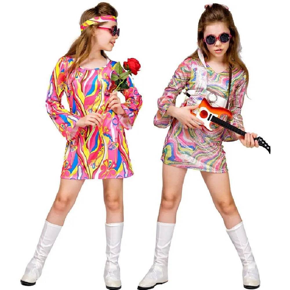 Kids Hip Hop Rock Hippie 80s Costumes Cosplay Halloween Outfit - Ecosfun