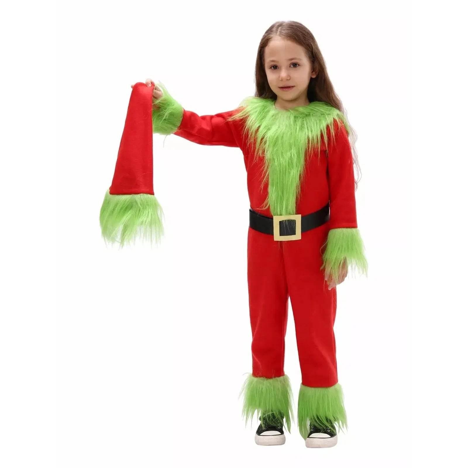 Kids The Grinch Christmas Costume Cosplay Jumpsuit Hat Belt Suit - Ecosfun
