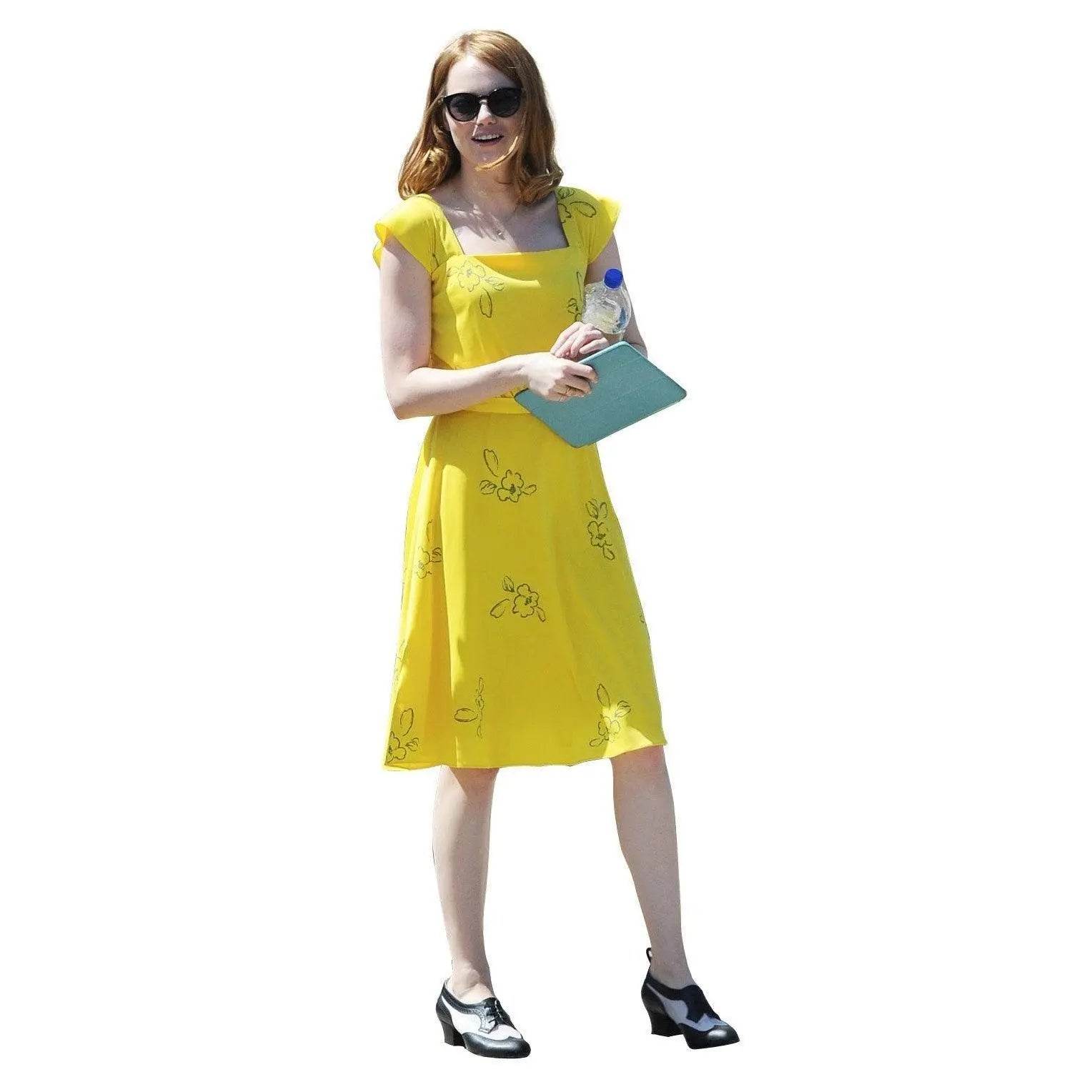 La La Land Emma Stone Actress Yellow Dress Movie Cosplay Costume - Ecosfun