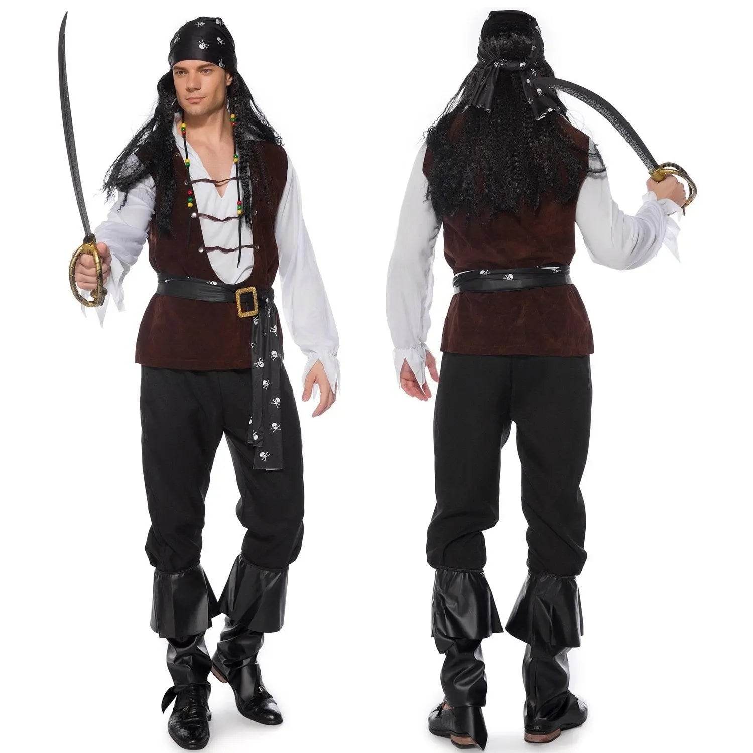 Male Pirate Outfit Vintage Cosplay Costume Carnival Halloween For Mens - Ecosfun