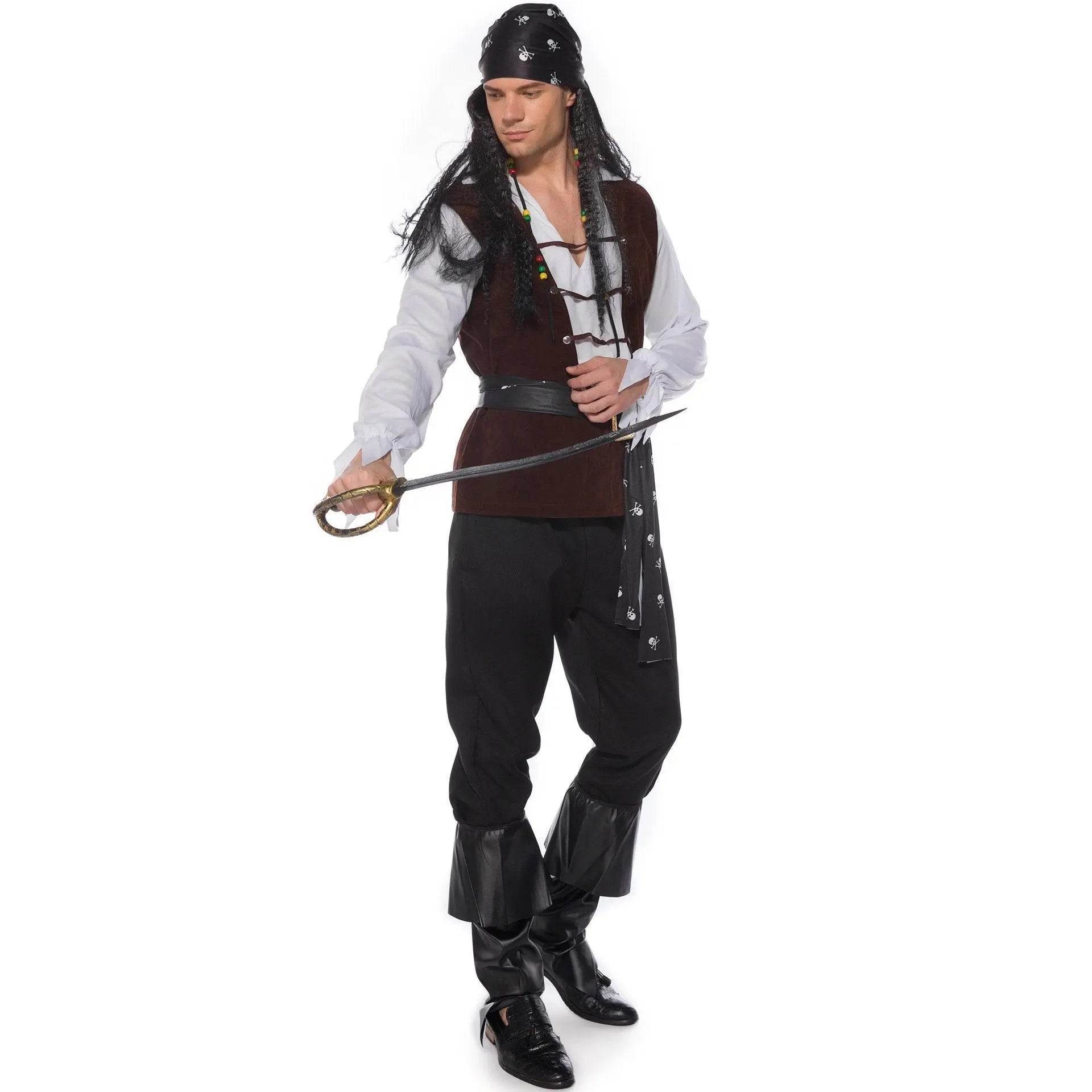 Male Pirate Outfit Vintage Cosplay Costume Carnival Halloween For Mens - Ecosfun