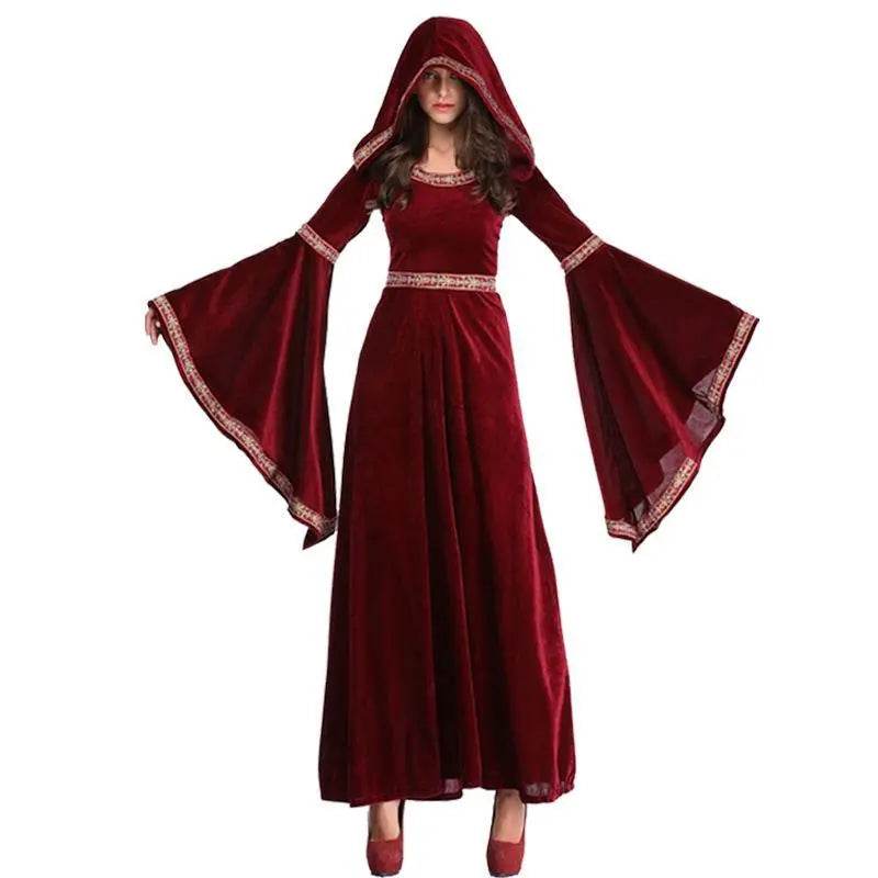 Medieval Halloween costume Victorian dress Renaissance burgundy dress - Ecosfun