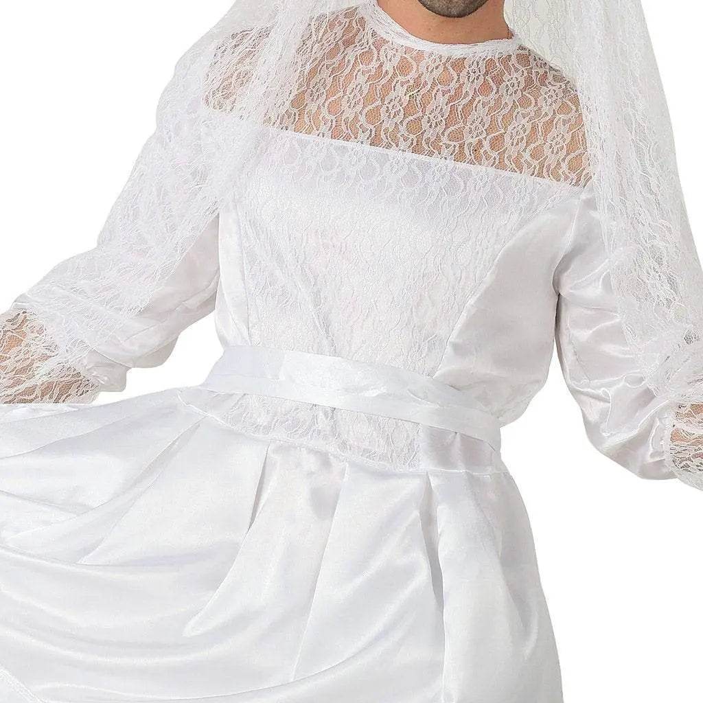 Men's Wedding Dress Funny Male White Bride Costume Halloween Stag Night Party Outift - Ecosfun