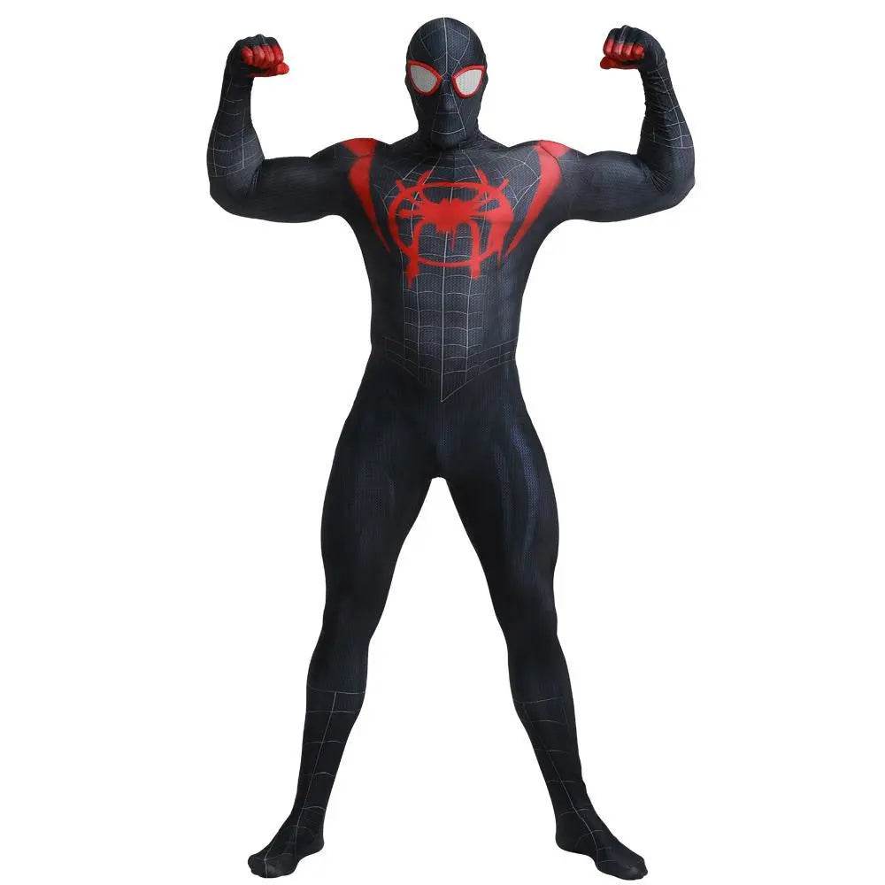 Spider-Man Into the Spider-Verse Miles Morales Costume Adults Cosplay Party Jumpsuit Halloween - Ecosfun