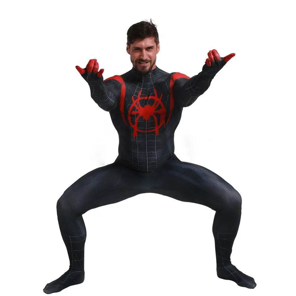 Spider-Man Into the Spider-Verse Miles Morales Costume Adults Cosplay Party Jumpsuit Halloween - Ecosfun