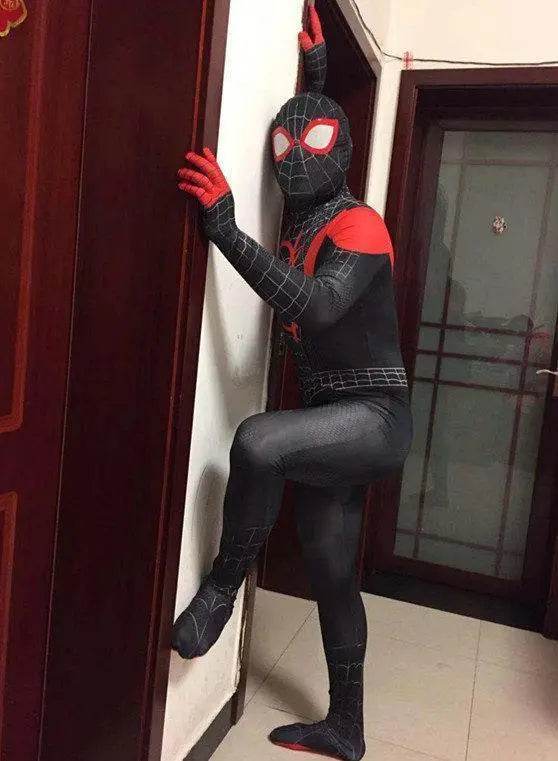 Spider man Into The Spider-Verse Bodysuit Miles Morales Costume Adult Kids - Ecosfun
