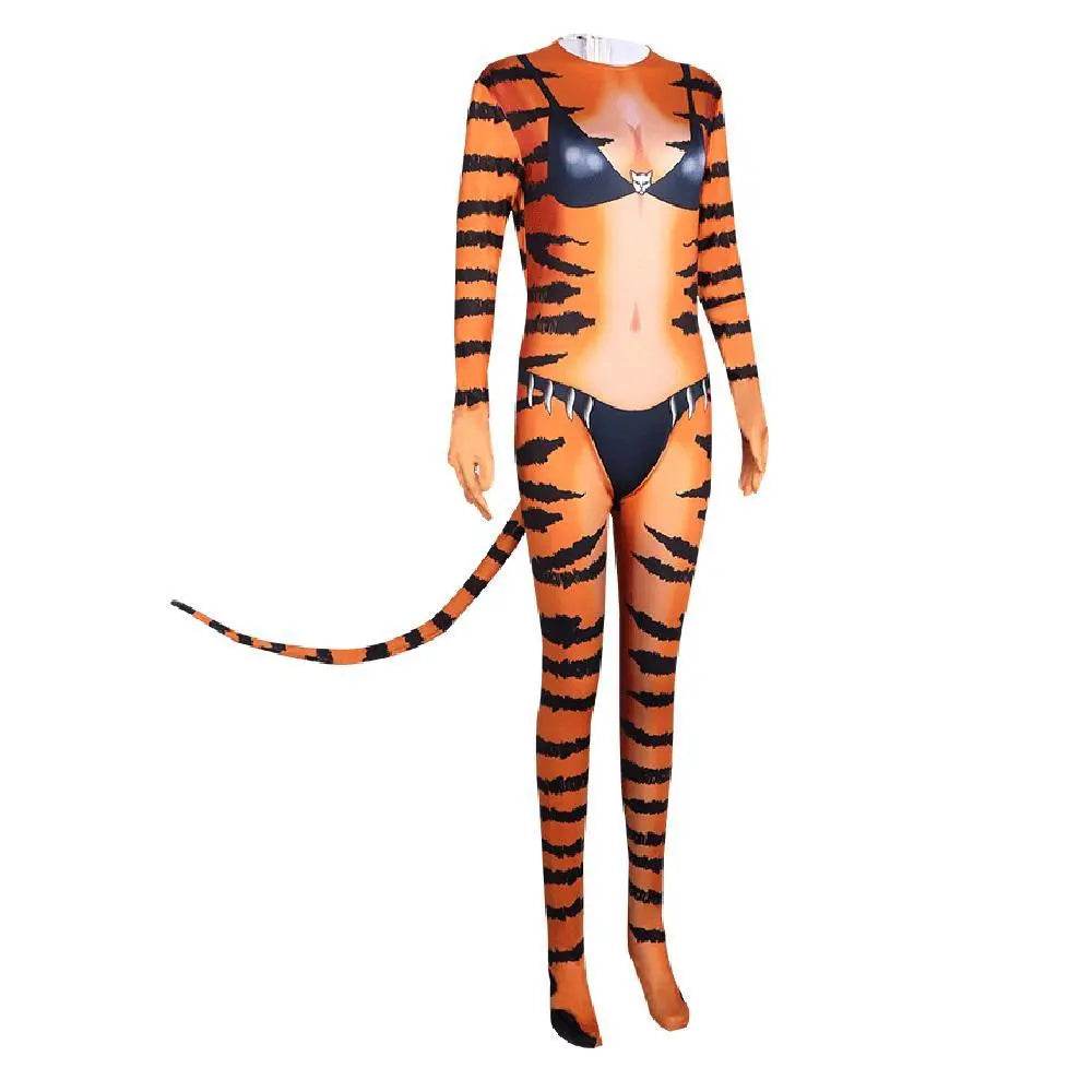Tiger Stripes Animal Cosplay Zentai Costume Jumpsuit Bodysuit Outfits Adult - Ecosfun