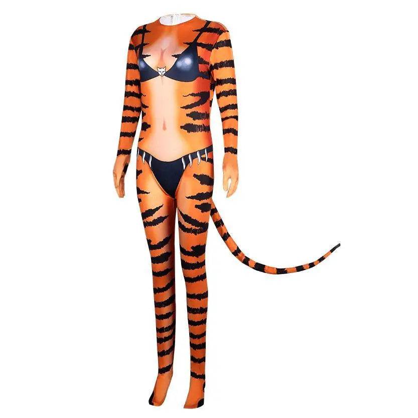 Tiger Stripes Animal Cosplay Zentai Costume Jumpsuit Bodysuit Outfits Adult - Ecosfun