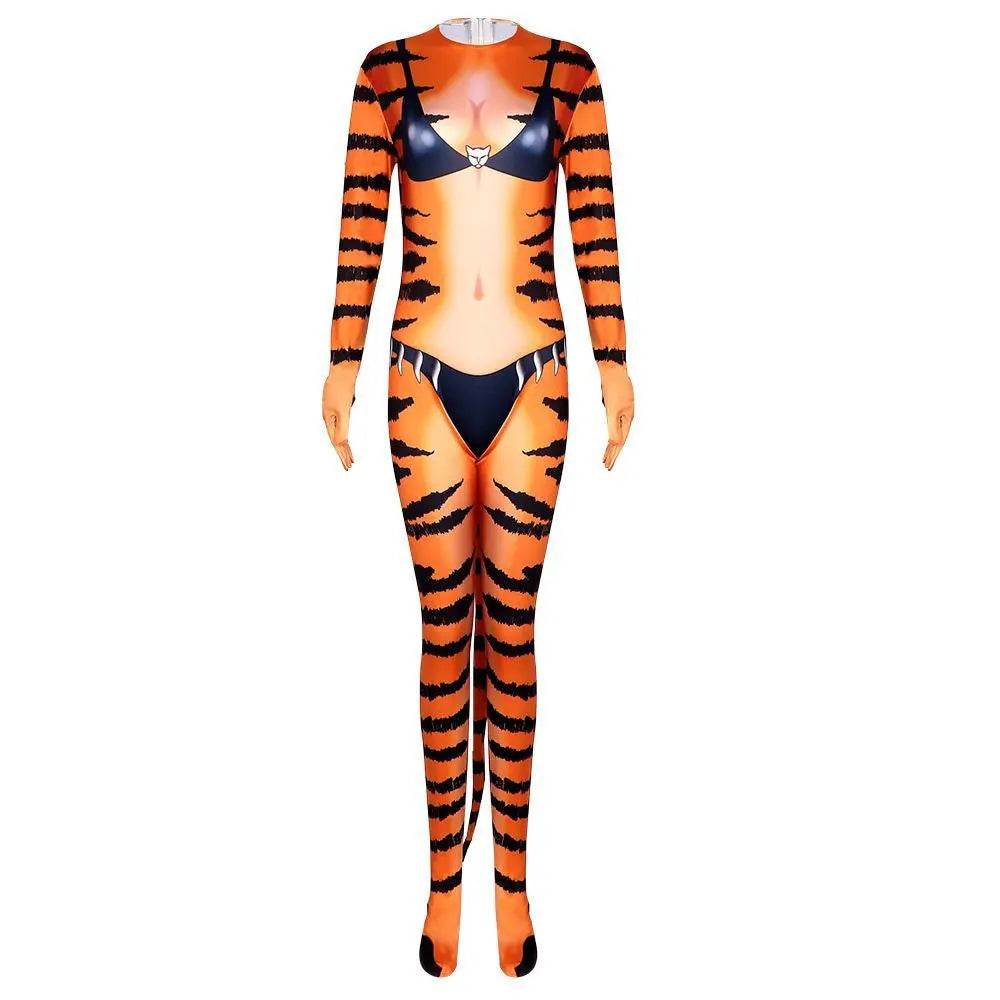 Tiger Stripes Animal Cosplay Zentai Costume Jumpsuit Bodysuit Outfits Adult - Ecosfun