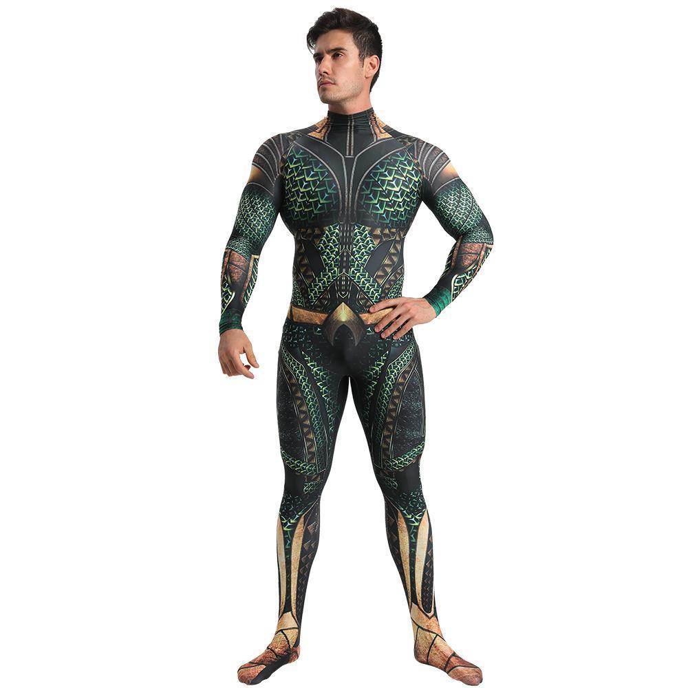 Aquaman Arthur Cosplay Zentai Jumpsuit Halloween Fancy Cosplay Costume - Ecosfun